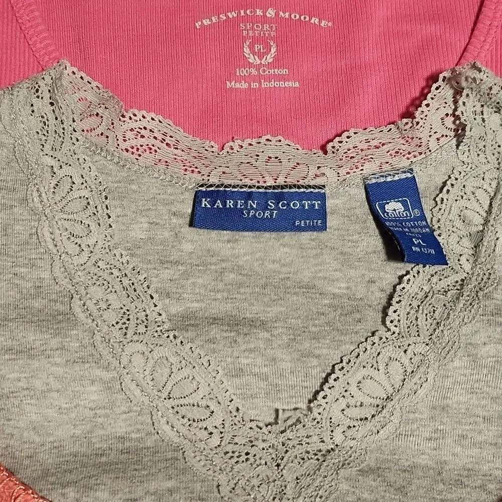 Set of 3 Sleeveless tank tops undershirts sleepwear shirts petite large - Picture 2 of 5